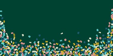 Pastel sayılar düşüyor. Uçan parmaklarla matematik çalışma konsepti. Karatahta arka planında dramatik matematik afişi. Düşen sayılar vektör illüstrasyonu.