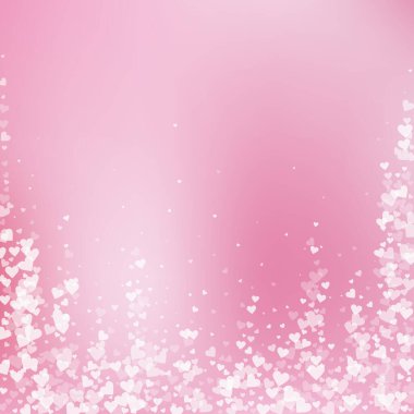 Beyaz kalp konfetileri sever. Sevgililer Günü 'nün kusursuz bir geçmişi var. Hassas arka planda şeffaf kalp konfetileri. Yaratıcı vektör illüstrasyonu.