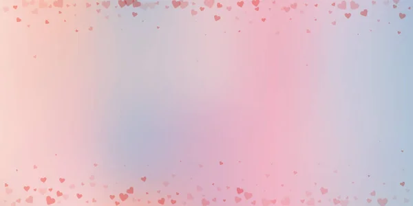 赤いハートの愛の告白 バレンタインデーの国境の美しい背景 グラデーションの背景に透明感のあるハートのコンフェッティを落下 まともなベクトルイラスト — ストックベクタ