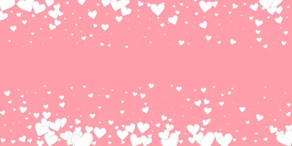 Corazón Blanco Ama Los Confettis Frontera Del Día San Valentín — Archivo Imágenes Vectoriales