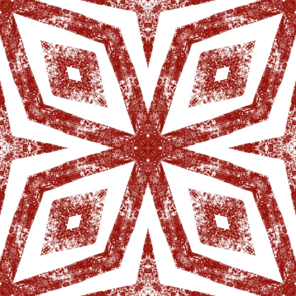 Tiled watercolor pattern. Wine red symmetrical kaleidoscope background. Hand painted tiled watercolor seamless. Textile ready posh print, swimwear fabric, wallpaper, wrapping.