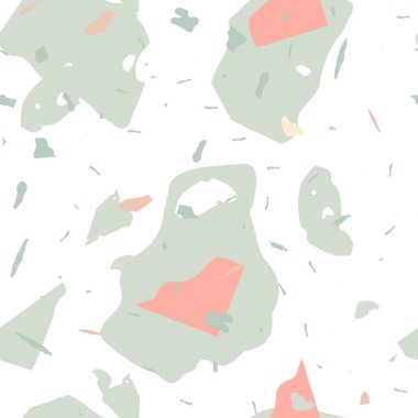 Terrazzo kusursuz desen. İç dekorasyon için minimalist döşeme taşı. Doğal taşlardan, granitten, kuvarstan, mermerden, betondan yapılmış arka plan. Terrazzo pürüzsüz desenli serin renklerde. 