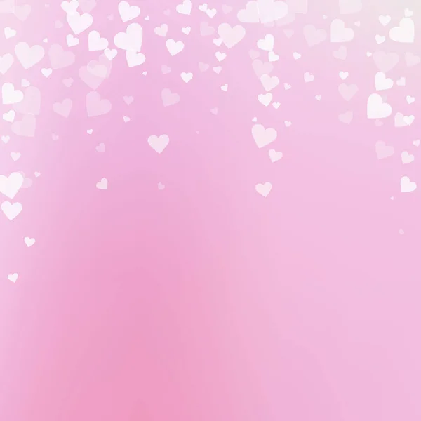 Witte Hart Liefde Confettis Valentijnsdag Vallende Regen Vriendelijke Achtergrond Vallende — Stockvector