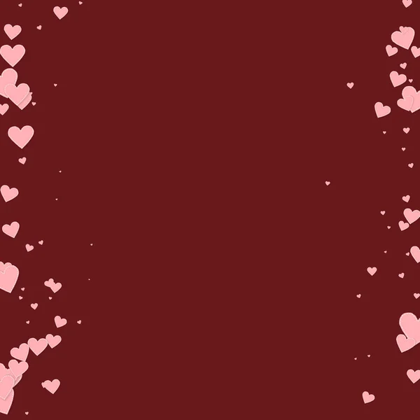 ピンクのハートの愛の告白 バレンタインデーの境界線は元の背景 月の背景に縫い付けられた紙のハートのコンフェッティが落ちる まともなベクトルイラスト — ストックベクタ