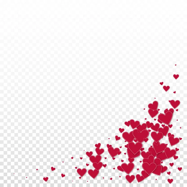 Červené Srdce Miluje Konfety Valentýnský Koutek Okouzlující Pozadí Padající Šité — Stockový vektor