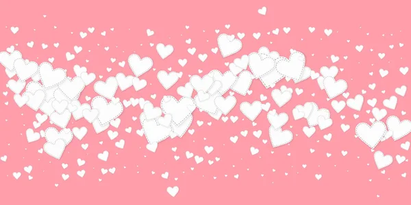 Белое Сердце Любит Конфетти День Святого Валентина Проливной Дождь Фоне — стоковый вектор