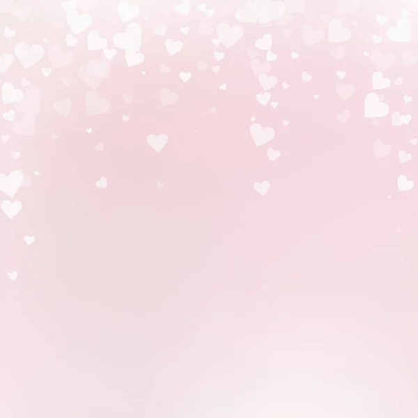 白い心の愛の告白 バレンタインデーの雨のジューシーな背景に落ちる 繊細な背景に透明感のあるハートのコンフェッティを落下 クールなベクトルイラスト — ストックベクタ