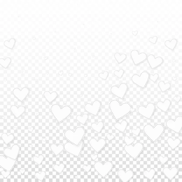 Weiße Herzen Lieben Konfettis Valentinstag Steigung Positiven Hintergrund Fallen Bestickte — Stockvektor