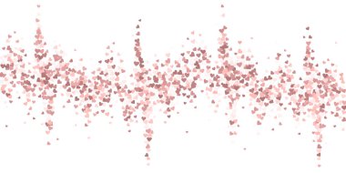 Pembe kalp aşk konfetileri. Sevgililer Günü yağmuru arka planda. Düz kalp konfetisi beyaz arka planda. Kendinden geçmiş vektör çizimi.