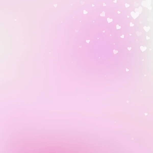 Witte Hart Liefde Confettis Valentijnsdag Hoek Uitstekende Achtergrond Vallende Transparante — Stockvector