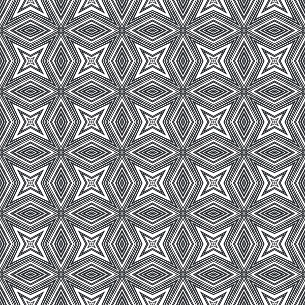 Patrón Sin Costura Mosaico Fondo Caleidoscopio Simétrico Negro Estampado Textil — Foto de Stock