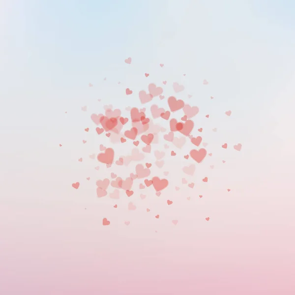 Rode Hart Liefde Confettis Valentijnsdag Explosie Aangename Achtergrond Vallende Transparante — Stockvector