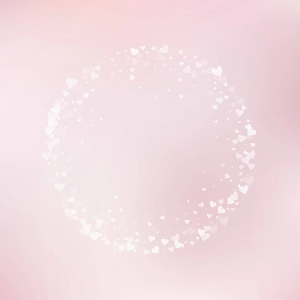 Cuore Bianco Ama Confetti San Valentino Cornice Sfondo Glamour Coriandoli — Vettoriale Stock