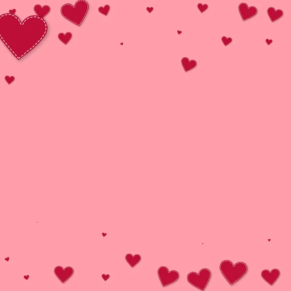 Rode Hart Liefde Confettis Valentijnsdag Vallende Regen Opmerkelijke Achtergrond Gevallen — Stockvector