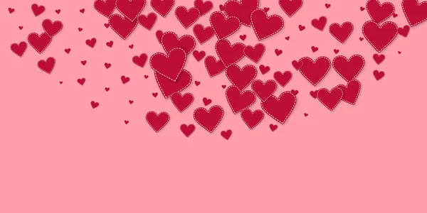 Červené Srdce Miluje Konfety Valentýn Půlkruh Klasické Pozadí Padající Sešité — Stockový vektor