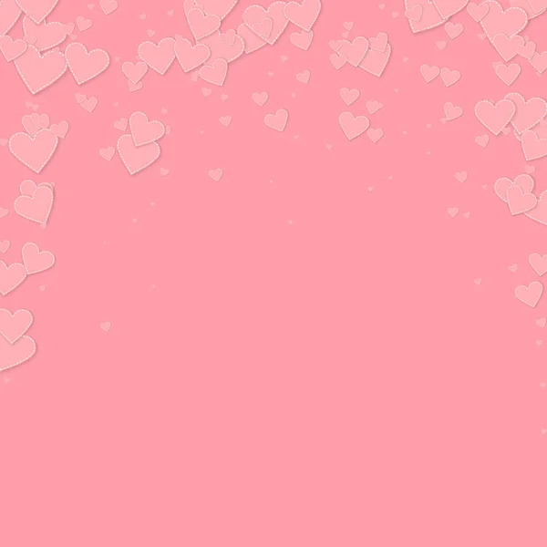 Corazón Rosado Amor Confettis Día San Valentín Cayendo Lluvia Fondo — Vector de stock