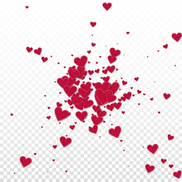 Rote Herzen Lieben Konfettis Valentinstag Explosion Faszinierenden Hintergrund Fallen Bestickte — Stockvektor