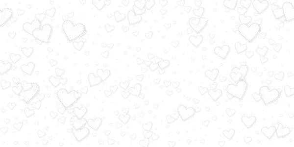 白い心の愛の告白 バレンタインデーの降雨信じられないほどの背景 白い背景に縫い付けられた紙のハートのコンフェッティが落ちる ベクトル図の魅力 — ストックベクタ