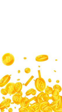 Bitcoin, internet para birimleri düşüyor. Güçlü BTC bozuklukları. Kripto para, dijital para. Büyük ikramiye, servet ya da başarı konsepti. Vektör illüstrasyonu.