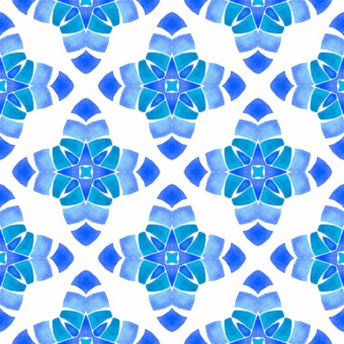Tekrar eden çizgili el çizgisi sınırı. Mavi parlak boho şık yaz tasarımı. Tekstil hazır ince baskı, mayo kumaş, duvar kağıdı, ambalaj. Çizgili el çizimi tasarımı.