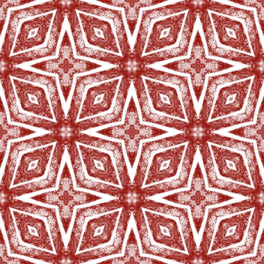 Tekrar eden mayo tasarımı. Şarap kırmızısı simetrik kaleydoskop arka planı. Yaz çöreği şekeri desenli. Tekstil hazır güzel baskı, mayo kumaş, duvar kağıdı, ambalaj..