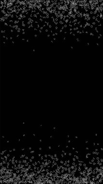 Düşen sayılar, büyük veri konsepti. İkili beyaz kaotik uçuş numaraları. Siyah arka planda yaratıcı fütürist afiş. Düşen sayılarla dijital vektör illüstrasyonu.