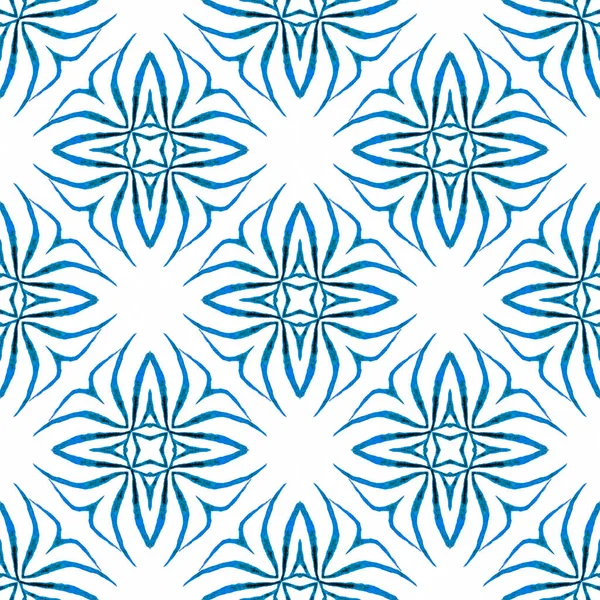 Handgezeichnete Tropische Nahtlose Grenze Blaues Seltenes Boho Chic Sommerdesign Textile — Stockfoto