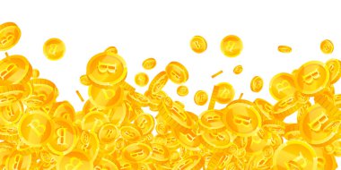 Tayland baht sikkeleri düşüyor. Kusursuz dağınık THB bozuklukları. Tayland parası. Büyük ikramiye, servet ya da başarı konsepti. Vektör illüstrasyonu.