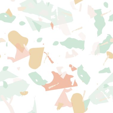 Terrazzo kusursuz desen. İç dekorasyon için minimalist döşeme taşı. Doğal taşlardan, granitten, kuvarstan, mermerden, betondan yapılmış arka plan. Terrazzo pürüzsüz desenli serin renklerde. 