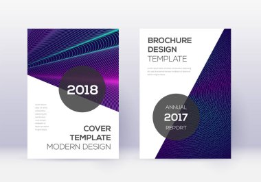 Modern kapak tasarım şablonu. Koyu mavi arkaplanda neon soyut çizgiler. Olağanüstü kapak tasarımı. Büyüleyici katalog, poster, kitap şablonu vs..