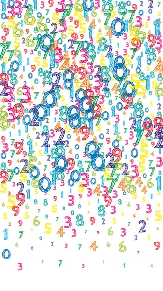 Falling Colorful Orderly Numbers Math Study Concept Flying Digits Immaculate — 스톡 벡터