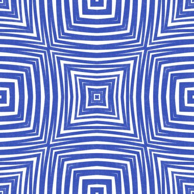 Medallion seamless pattern. Indigo symmetrical kaleidoscope background. Watercolor medallion seamless tile. Textile ready terrific print, swimwear fabric, wallpaper, wrapping.