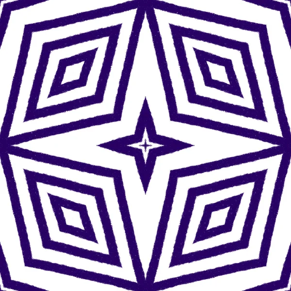 Ikat Repeating Swimwear Design Purple Symmetrical Kaleidoscope Background Textile Ready — Fotografia de Stock