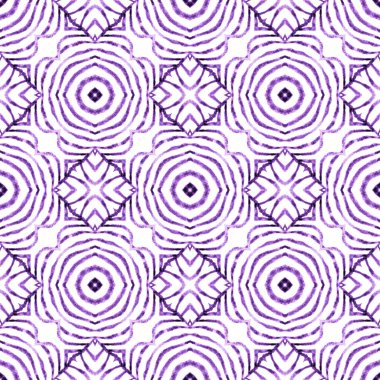 Tekstil hazır, kusursuz baskı, mayo kumaş, duvar kağıdı, ambalaj. Mor fevkalade boho şık yaz tasarımı. Suluboya madalyonu, kusursuz sınır. Madalyon pürüzsüz desen.