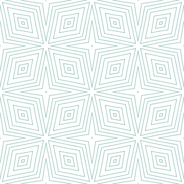 Striped hand drawn pattern. Turquoise symmetrical kaleidoscope background. Textile ready excellent print, swimwear fabric, wallpaper, wrapping. Repeating striped hand drawn tile.