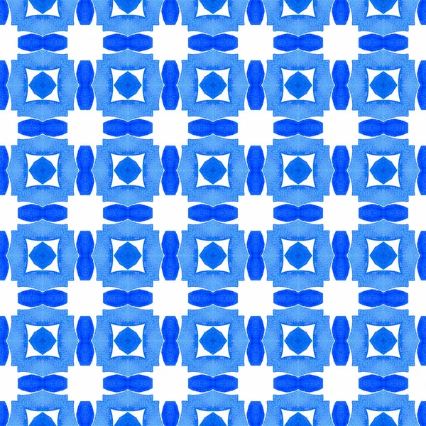 Mosaic Seamless Pattern Blue Immaculate Boho Chic Summer Design Textile —  Fotos de Stock