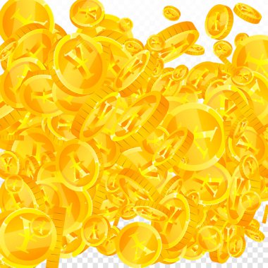 Çin Yuan paraları düşüyor. Mükemmel dağınık NY paraları. Çin parası. Takdire şayan ikramiye, servet ya da başarı konsepti. Vektör illüstrasyonu.