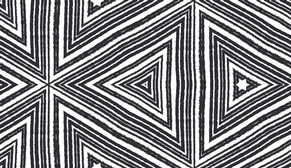 Ethnic Hand Painted Pattern Black Symmetrical Kaleidoscope Background Summer Dress — Φωτογραφία Αρχείου