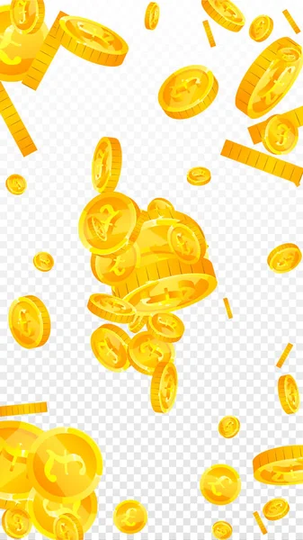 イギリスのポンド硬貨が落ちる 記憶に残る散乱Gbpコイン イギリスのお金 圧倒的なジャックポット 富または成功の概念 ベクターイラスト — ストックベクタ