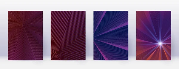 Art Business Card Abstract Lines Modern Brochure Template Violet Vibrant — Vetor de Stock