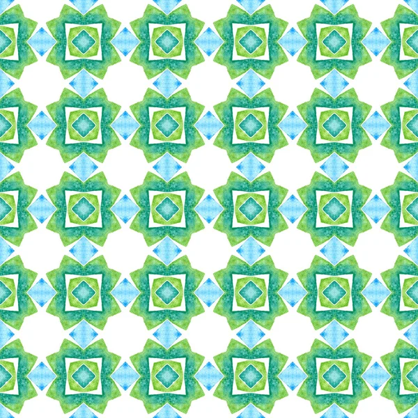 Hand Painted Tiled Watercolor Border Green Cool Boho Chic Summer — Foto Stock