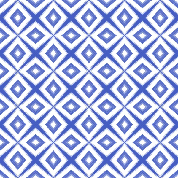 Geometric Seamless Pattern Indigo Symmetrical Kaleidoscope Background Hand Drawn Geometric — Zdjęcie stockowe