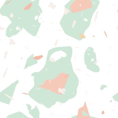 Terrazzo kusursuz desen. İç dekorasyon için minimalist döşeme taşı. Terrazzo pürüzsüz desenli, serin renklerde. Doğal taşlardan, granitten, kuvarstan, mermerden, betondan yapılmış arkaplan. 
