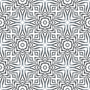 Mozaik kusursuz desen. Siyah ve beyaz alışılmadık boho şık yaz tasarımı. El çizimi yeşil mozaik pürüzsüz sınır. Tekstil hazır baskı, mayo kumaş, duvar kağıdı, ambalaj..