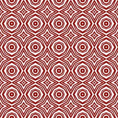 Exotic seamless pattern. Maroon symmetrical kaleidoscope background. Summer swimwear exotic seamless design. Textile ready magnificent print, swimwear fabric, wallpaper, wrapping.