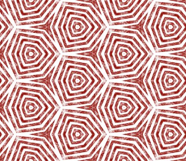 Tekrar eden mayo tasarımı. Şarap kırmızısı simetrik kaleydoskop arka planı. Yaz çöreği şekeri desenli. Tekstil hazır, mayo, kumaş, duvar kağıdı, ambalaj..