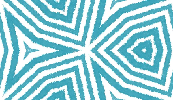Textured Stripes Pattern Turquoise Symmetrical Kaleidoscope Background Textile Ready Fine — стоковое фото
