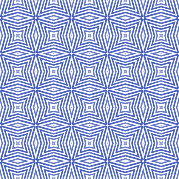 Chevron Stripes Design Indigo Symmetrical Kaleidoscope Background Geometric Chevron Stripes — Fotografia de Stock