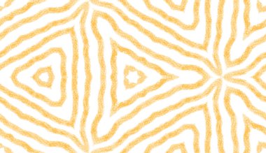 Sembol çizgileri tasarımı. Sarı simetrik kaleydoskop arka planı. Geometrik simge çizgileri deseni. Tekstil hazır baskı, mayo kumaş, duvar kağıdı, ambalaj..