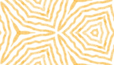 Çizgili el çizimi desen. Sarı simetrik kaleydoskop arka planı. Çizgili elle çizilmiş fayans tekrarlanıyor. Tekstil hazır nefes kesici baskı, mayo kumaş, duvar kağıdı, ambalaj..